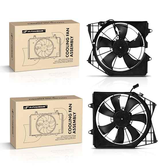 APTF0363 2 Pcs Left & Right Radiator & AC Condenser Cooling Fan Assembly