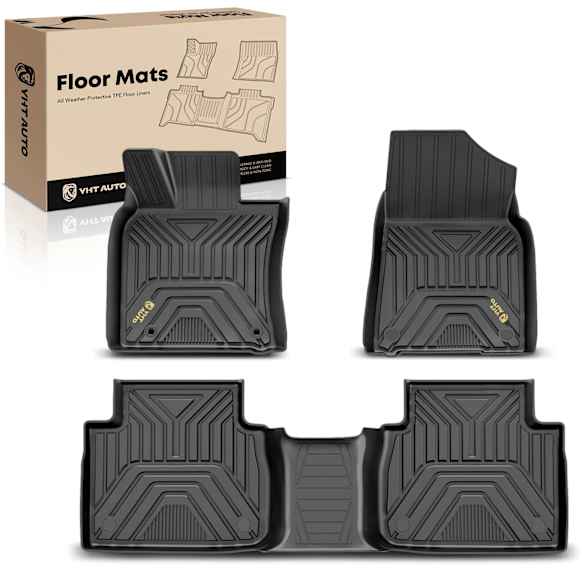 YHTFM10025 3 Pcs Front & Rear Black TPE textured Floor Mats Liners