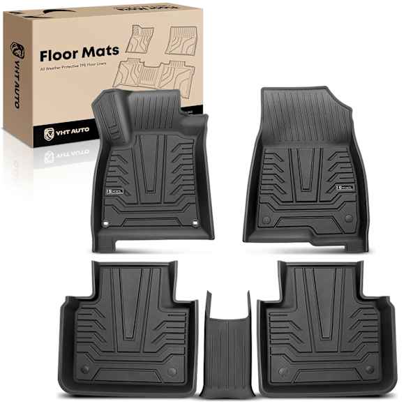 YHTFM10042 5 Pcs Front & Rear Black TPE textured Floor Mats Liners