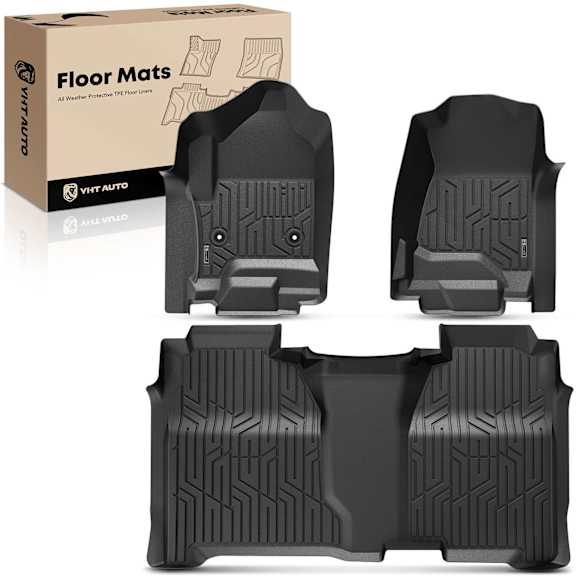 YHTFM10080 3 Pcs Front & Rear Black TPE textured Floor Mats Liners