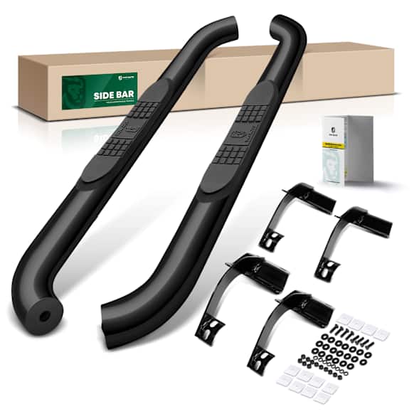 YHTSBAR0082 3 Inch Black Steel Round Side Step Bars