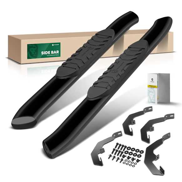 YHTSBAR0328 5 Inch Black Steel Oval Bent End Side Step Bars