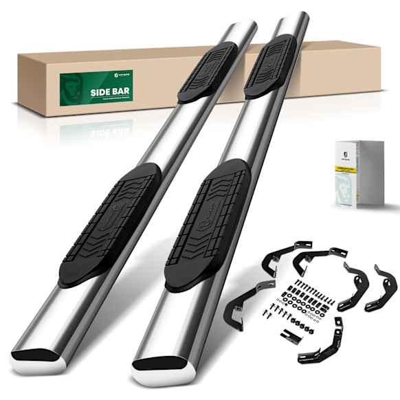 YHTSBAR0511 6 Inch Black Steel Oval Straight Side Steps Bars