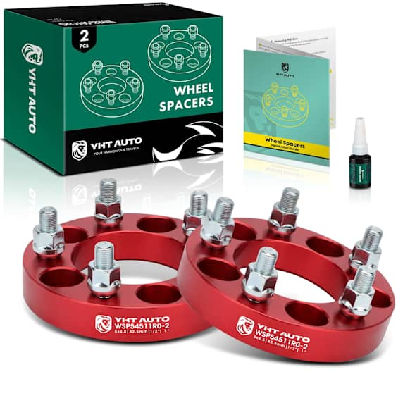 YHTWSP0026 2 Pcs Red 5x4.5 to 5x4.5 inches Wheel Spacers 1/2 inch x 20 82.5mm 1 inch