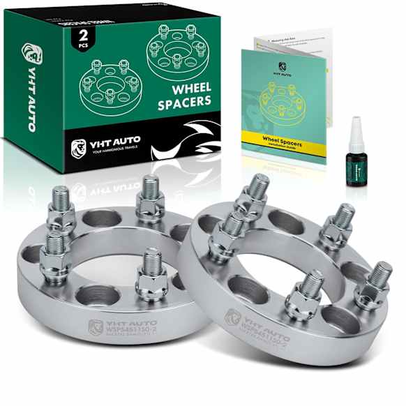 YHTWSP0027 2 Pcs Silver 5x4.5 to 5x4.5 inches Wheel Spacers 1/2 inch x 20 82.5mm 1 inch