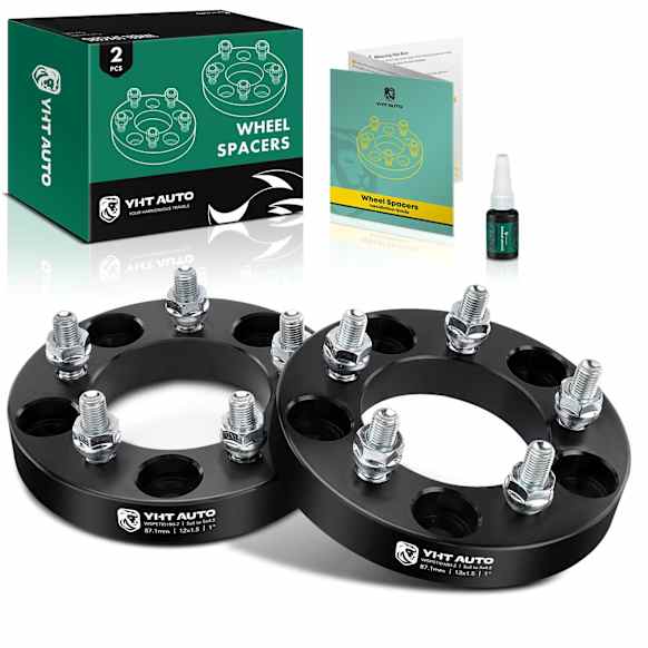 YHTWSP0133 2 Pcs Black 5x4.5 to 5x5 inches Wheel Adapters M12x1.5 87.1mm 1 inch