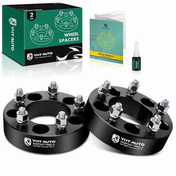YHTWSP0242 2 Pcs Black 5x4.75 to 5x4.75 inches Wheel Spacers M12x1.5 87.1mm 1.5 inches