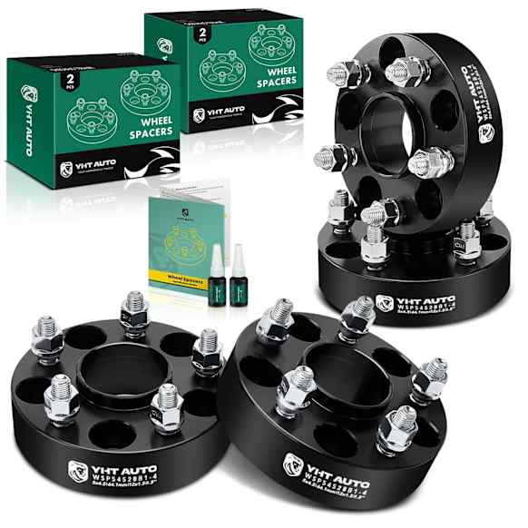 YHTWSP0263 4 Pcs Black 5x4.5 to 5x4.5 inches Wheel Spacers M12x1.5 64.1mm 1.5 inches