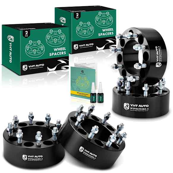YHTWSP0346 4 Pcs Black 8x6.5 to 8x6.5 inches Wheel Spacers M14x1.5 126.15mm 3 inches