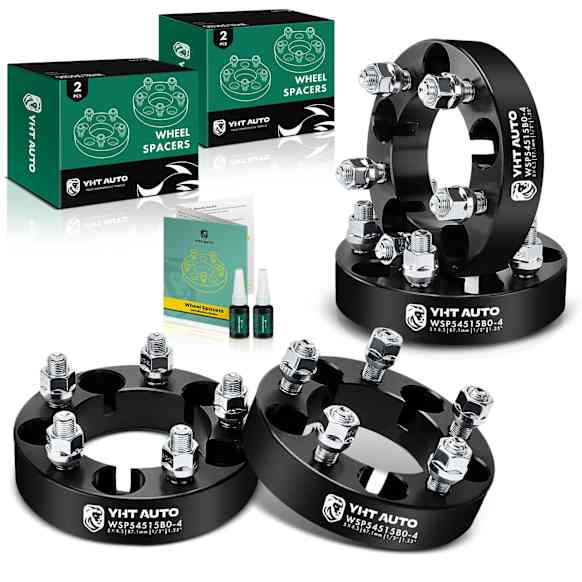 YHTWSP0445 4 Pcs Black 5x4.5 to 5x4.5 inches Wheel Spacers 1/2 Inches x 20 87.1mm 1.25 inches