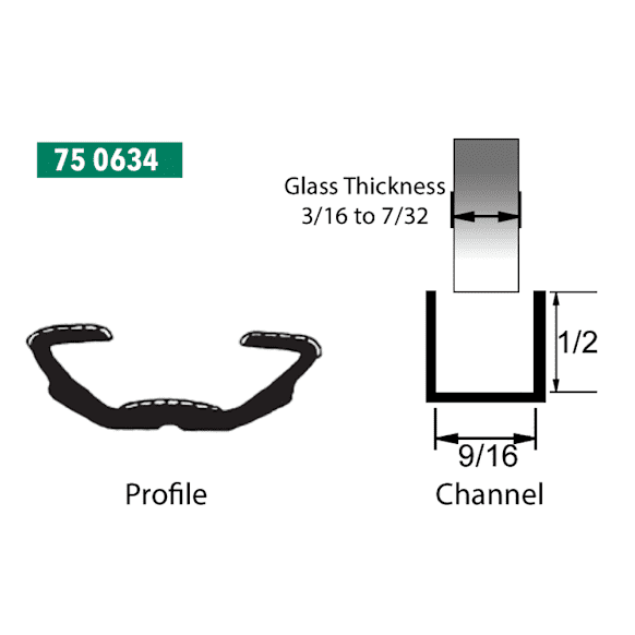 75 0634 Weatherstrip Seal - Glass Run Channel Weatherstrip, Universal, Sold Individually