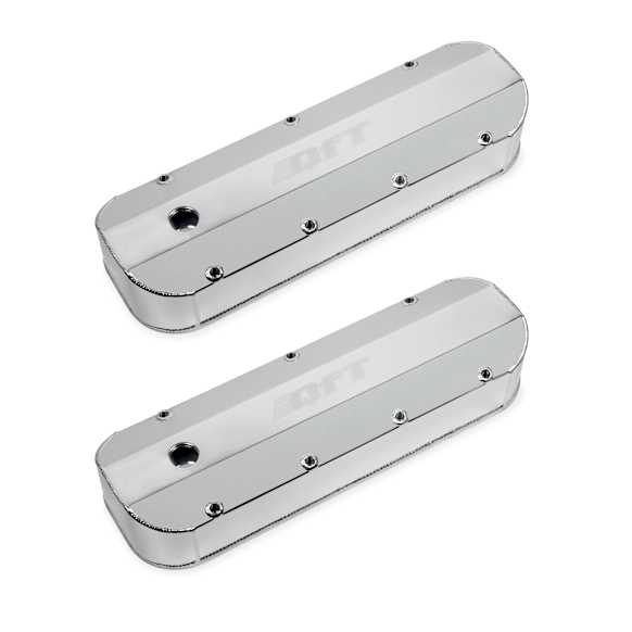128-22QFT Fabricated Aluminum Valve Cover - Big Block Chevy - Silver Finish, Long Bolt w/ Breather Hole, Silver, 1965-2000 Chevy 396-454 Big Block