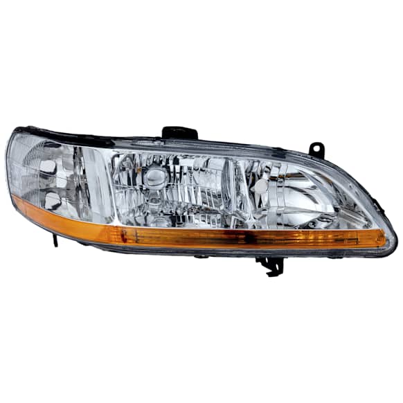 Passenger Side Headlight, without Bulb, Halogen, Clear Lens, Chrome Interior, Coupe/Sedan, CAPA Certified