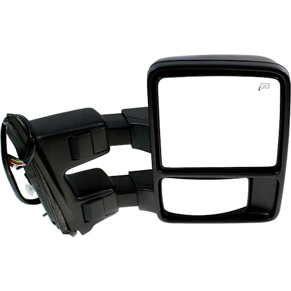 Passenger Side Towing Mirror, Power Adjust, Heated, Power Folding, Textured Black, In-housing Signal Light, With Memory, No Puddle Light, No Auto-Dim, With Blind Spot Glass
