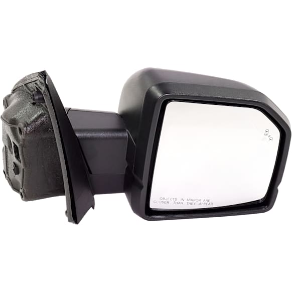 Passenger Side Mirror, Power Adjust, Heated, Manual Folding, Textured Black, In-housing Signal Light, No Memory, With Puddle Light, No Auto-Dimming, With Blind Spot Detection in Glass, Raptor Model