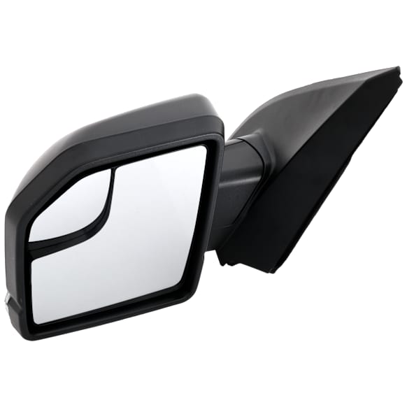 Driver Side Towing Mirror, Power Adjust, Heated, Manual Folding, Textured Black, In-housing Signal Light, No Memory, With Puddle Light, No Auto-Dim, With Blind Spot Glass