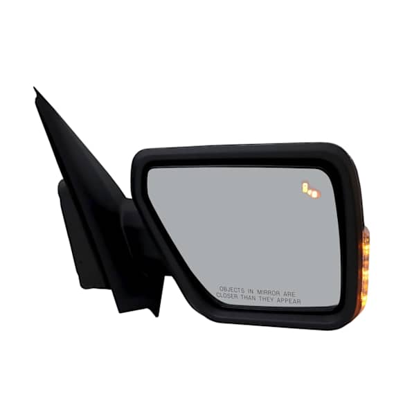 Passenger Side Mirror, Power Adjust, Heated, Manual Folding, Textured Black, In-housing Signal Light, No Memory, With Puddle Light, No Auto-Dim, With Blind Spot Detection in Glass