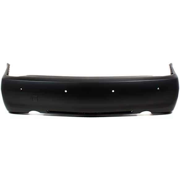 Rear Primed Bumper Cover, With Turn Signal Light Holes, Without Upper Chrome Trim, CAPA CERTIFIED