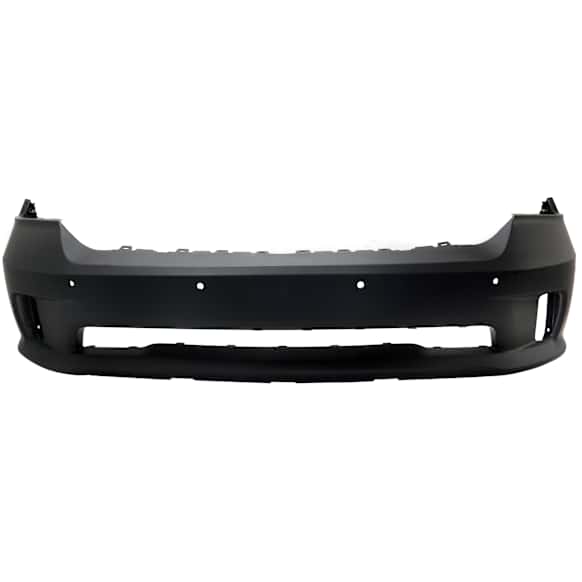 Front Bumper Cover Primed; 1-Piece Bumper Type with Ram Logo, with Fog Light and Parking Aid Sensor Holes, CAPA CERTIFIED
