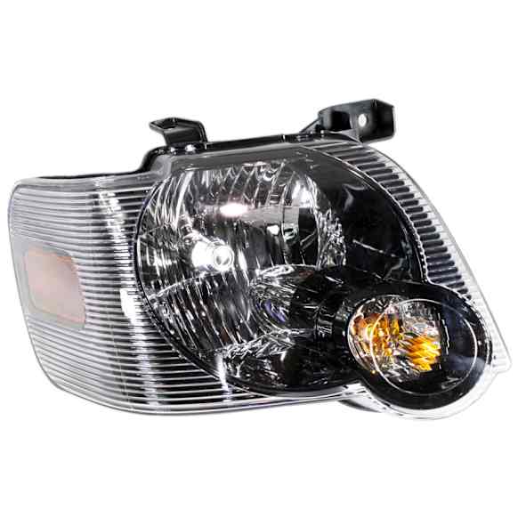 Passenger Side Headlight, with Bulb, Halogen, Smoked Lens, Black Interior, XLT Model, CAPA CERTIFIED