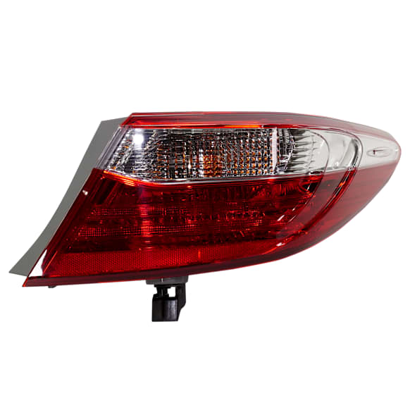 Passenger Side, Outer Tail Light, with Bulb, Halogen, Clear and Red Lens, CAPA CERTIFIED