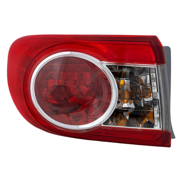 Driver Side, Outer Tail Light, with Bulb, Halogen, Clear and Red Lens, North America Built Vehicle, CAPA CERTIFIED