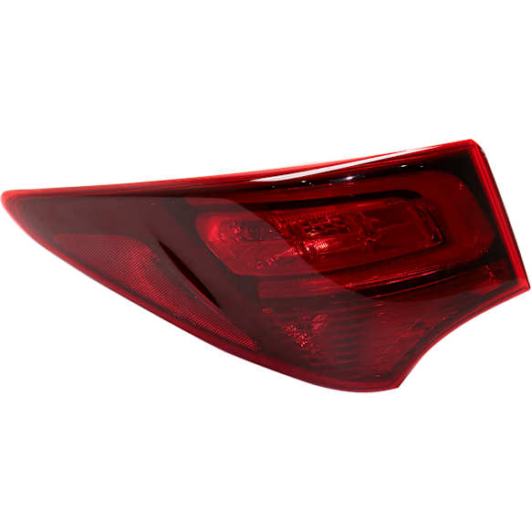 Driver Side, Outer Tail Light, With bulb(s), Halogen, Red Lens CAPA CERTIFIED