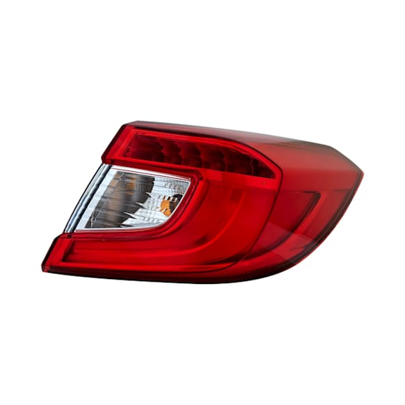 Passenger Side, Outer Tail Light, with Bulb, Halogen, Clear and Red Lens