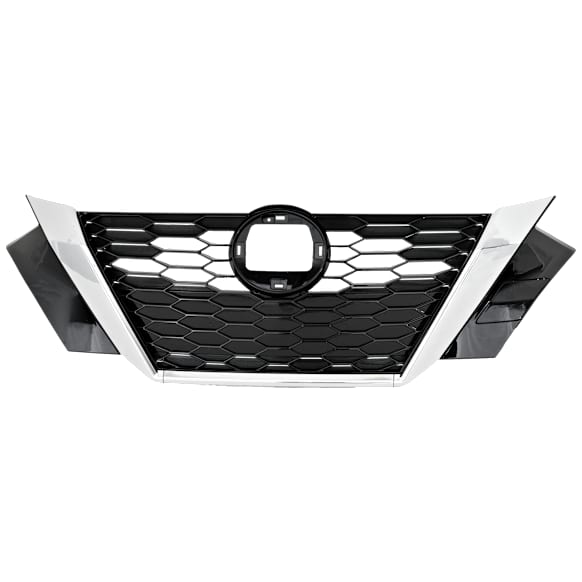 Center Grille, Black Shell with Chrome Insert, 4 Cyl., 2.0L Engine, For Models without Front View Camera