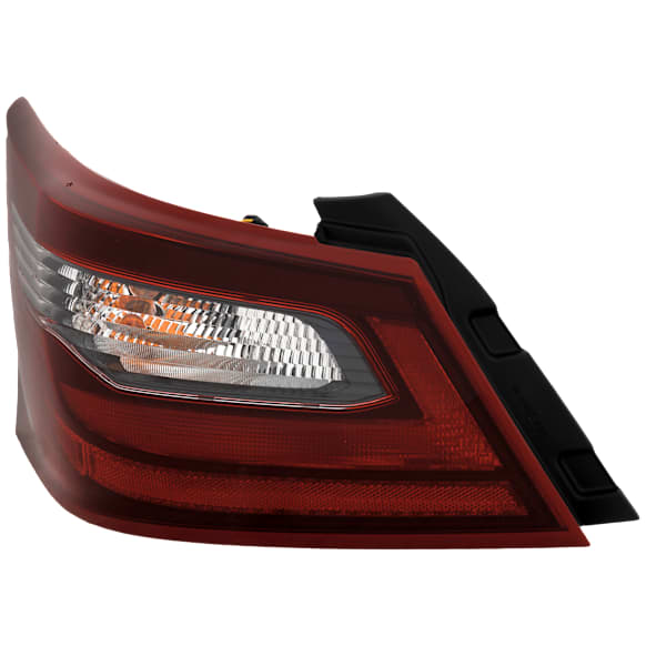 Passenger Side, Outer Tail Light, with Bulb, Halogen, Clear Red Lens, Black Interior, CAPA CERTIFIED