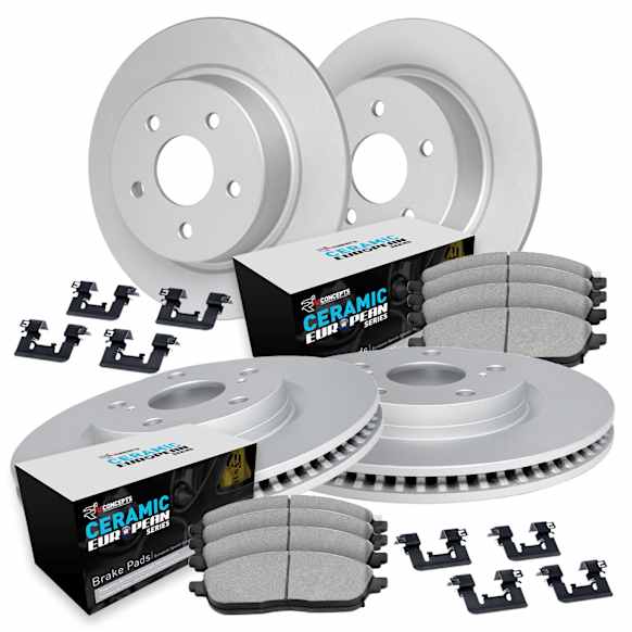 WDTH2-10299 Front and Rear Brake Disc and Pad Kit, Coated, Plain Surface, Front - 305 mm, Rear - 267 mm, Ceramic, R1 GEO-Carbon Rotors with European Ceramic Pads Series