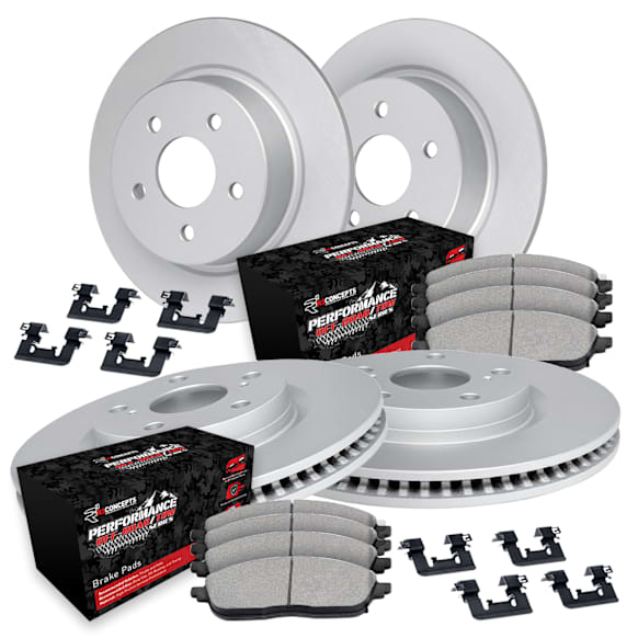 WDVH2-42001 Front and Rear Brake Disc and Pad Kit, Coated, Plain Surface, 330 mm, Semi-metallic, R1 GEO-Carbon Rotors with Super HD Pads Series