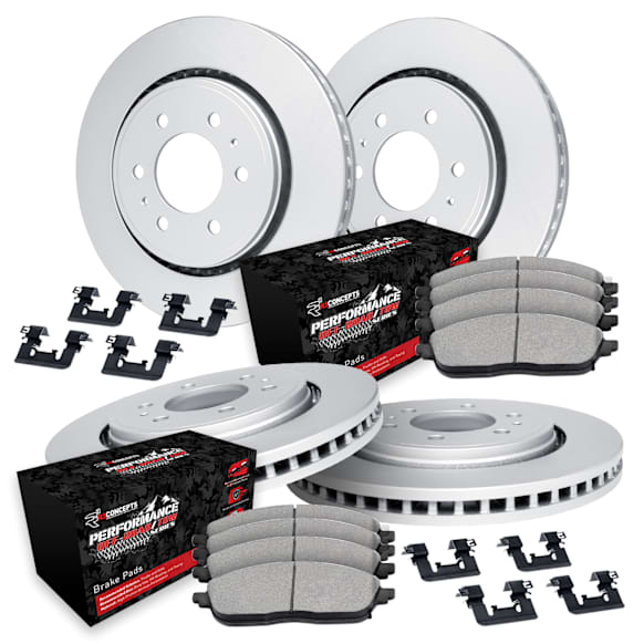 WDVH2-54042 Front and Rear Brake Disc and Pad Kit, Plain Surface Front - 356 mm, Rear - 335 mm Semi-metallic R1 GEO-Carbon Rotors with Super HD Pads Series