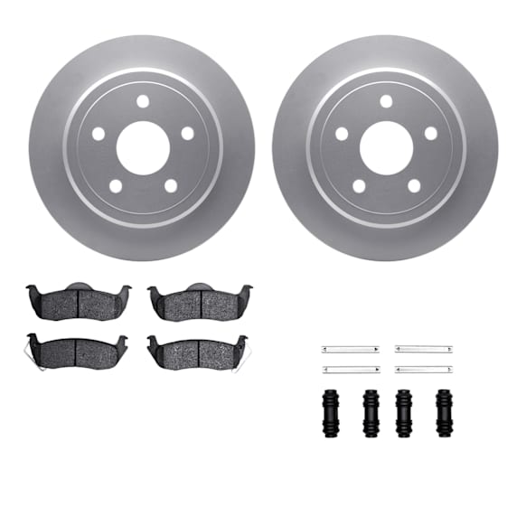 WDWH1-42014 Rear Brake Disc and Pad Kit, Plain Surface Ceramic R1 GEO-Carbon Rotors with Ceramic Pads Series