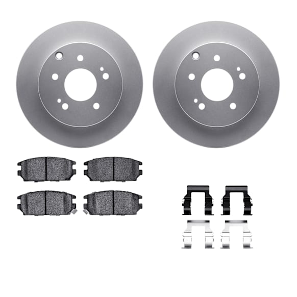 WDWH1-72013 Rear Brake Disc and Pad Kit, Plain Surface 284 mm Ceramic R1 GEO-Carbon Rotors with Ceramic Pads Series