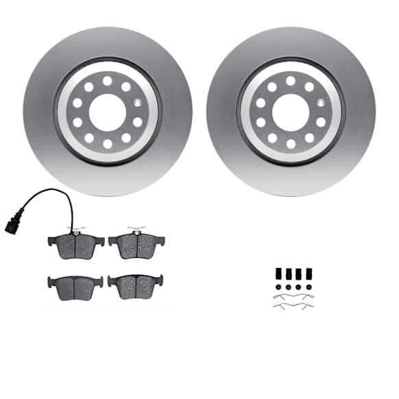 2018 Volkswagen Golf R - Rear Brake Disc and Pad Kit, Coated, Plain Surface, 310 mm, Ceramic, 2.0L 4Cyl, R1 GEO-Carbon Rotors with Ceramic Pads Series