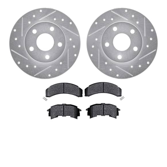 WGWN1-52002 Rear Brake Disc and Pad Kit, Cross-drilled and Slotted Ceramic R1 eLINE Silver Rotors with Ceramic Pads Series