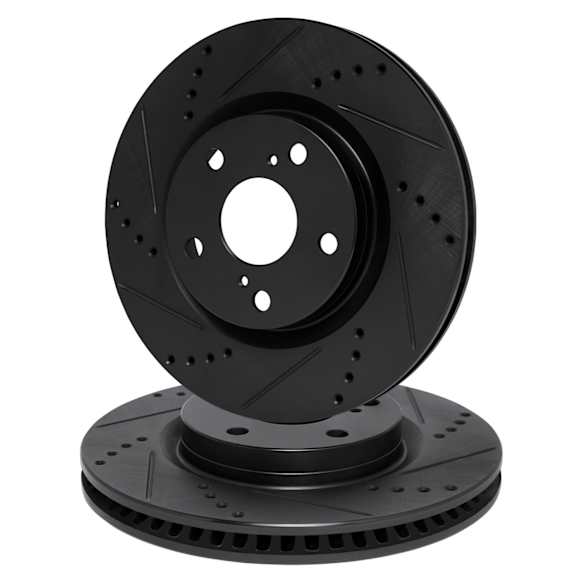 R1 ELINE Black Drilled & Slotted Rotors With CERAMIC Pads And Hardware 22 Si Only - View #13