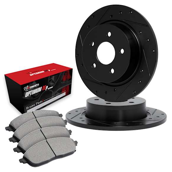 R1 Concepts Rear Brakes And Rotors Kit |Rear Brake Pads| Brake Rotors And Pads| Optimum OEp Brake Pads And Rotors|fits 2007-2017 Lexus LS460