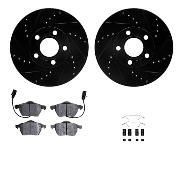 WHWH1-73047 Front Brake Disc and Pad Kit, Black, Cross-drilled and Slotted, 305 mm, Ceramic, R1 eLINE Black Rotors with Ceramic Pads Series