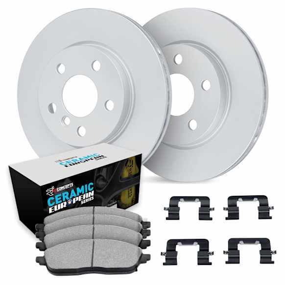 WJTH1-47004 Rear Brake Disc and Pad Kit, Geomet Coated, Plain Surface, 340 mm, Ceramic, R1 GEO-Carbon Rotors with European Ceramic Pads Series
