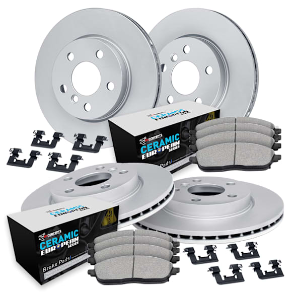 WJTH2-31018 Front and Rear Brake Disc and Pad Kit, Geomet Coated, Plain Surface, Front - 381 mm, Rear - 370 mm, Ceramic, R1 GEO-Carbon Rotors with European Ceramic Pads Series
