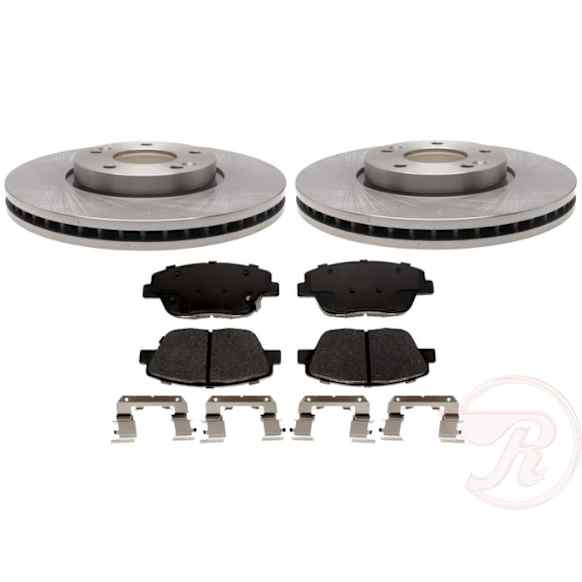 1444CH980460R 2-Wheel Set Front Brake Disc and Pad Kit, Plain Surface 299.97 mm R-Line Series, Includes (1) Brake Pad Set and (2) Brake Disc
