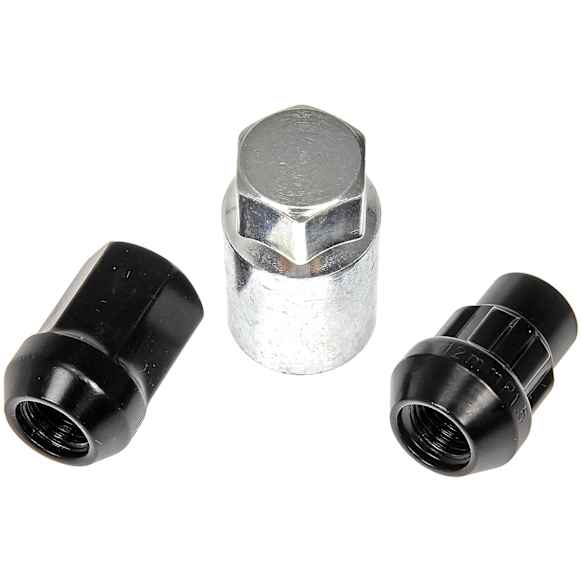 713-375A AutoGrade Series Lug Nut - Black Chrome, Carbon Steel, Acorn, M12-1.50 Direct Fit, Set of 16