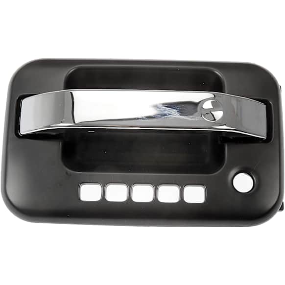 80199 Front, Driver Side Chrome Lever with Black Bezel Exterior Door Handle, With Key Hole, Help Series