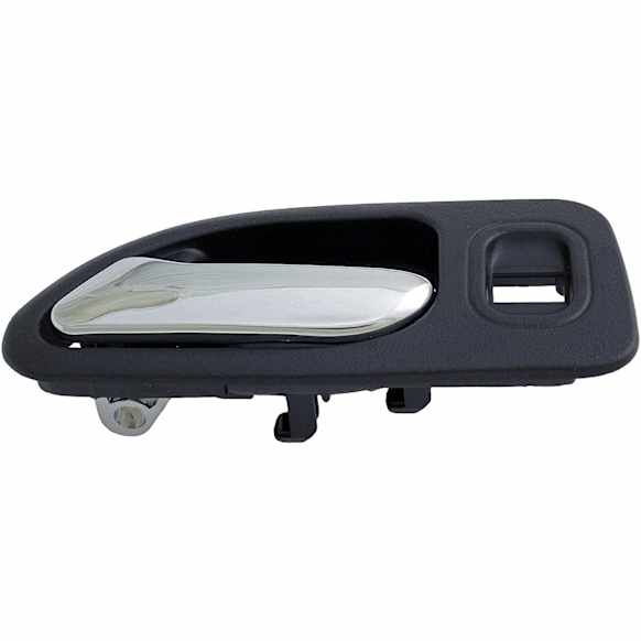 92418 Rear, Driver Side Chrome Lever with Black Bezel Interior Door Handle, Without Door Lock Button, Help Series