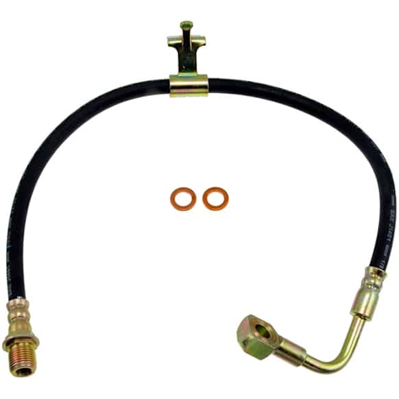 Front, Passenger Side First Stop Series Brake Line, Metal and Rubber