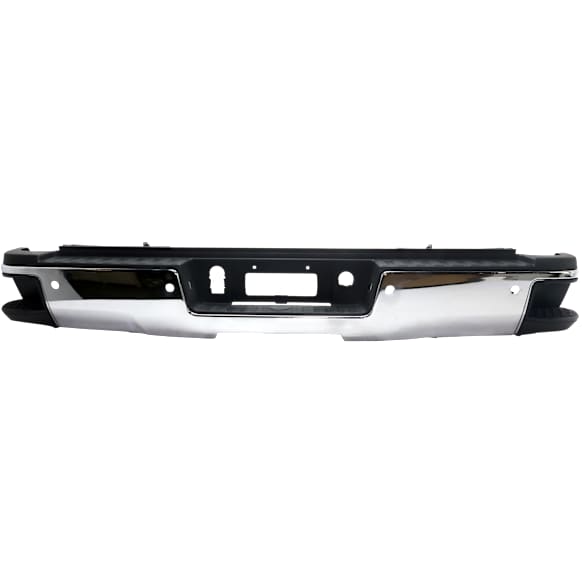 Chrome Step Bumper, Face Bar and Pads, With Corner Step and Hitch Draw Bar