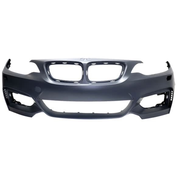 Front Primed Bumper Cover, Base Model, Convertible/Coupe, For Models With M Sport Package, Without Headlight Washer Holes, With Park Distance Control Sensor Holes