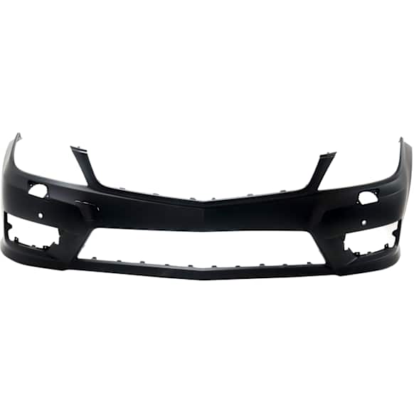 2012-2015 Mercedes Benz C250 - Front Primed Bumper Cover, For Models With AMG Styling Package, Parking Sensor Holes and Headlight Washer Holes, Without Side Marker Light Holes